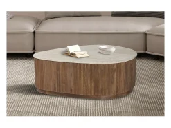 Table basse en bois massif collection DELHI 100cm - Style ethnique et design^Meublorama Hot