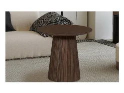 Table basse ronde collection MITCHEL en bois exotique de manguier brun diamètre 50 cm*Meublorama Discount