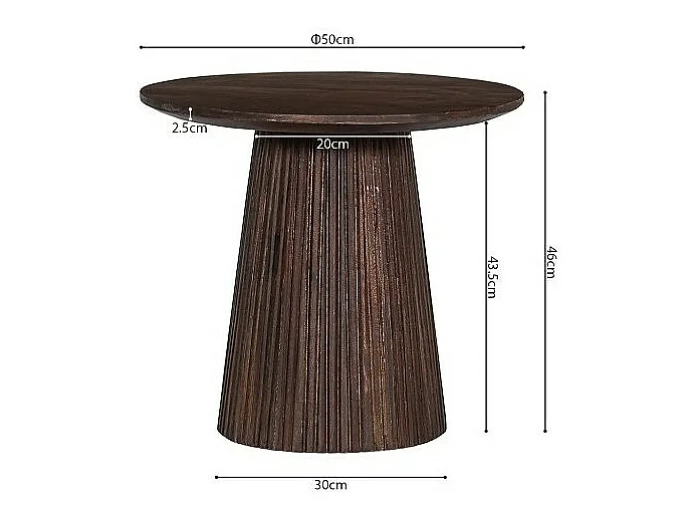 Table basse ronde collection MITCHEL en bois exotique de manguier brun diamètre 50 cm*Meublorama Discount