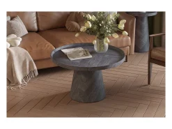 Table basse ronde collection CARVELA – Décor gris foncé – Bord relevé – D80 x H47 cm*Meublorama Best