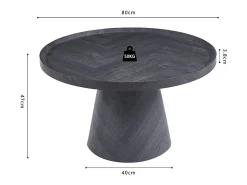 Table basse ronde collection CARVELA – Décor gris foncé – Bord relevé – D80 x H47 cm*Meublorama Best