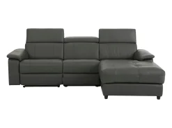 Loft24 Sofá*Tanaro | Sofá Chaise Lounge 3 Lugares Direito com Função Eléctrica em PU Cinza Cinzento
