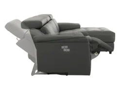 Loft24 Sofá*Tanaro | Sofá Chaise Lounge 3 Lugares Direito com Função Eléctrica em PU Cinza Cinzento