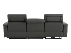 Loft24 Sofá*Tanaro | Sofá Chaise Lounge 3 Lugares Direito com Função Eléctrica em PU Cinza Cinzento