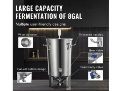 Acessório Vinho E Bar*Tanque de Fermentação, SucceBuy Kit de Tanque de Fermentação Doméstica de Aço Inoxidável de 30 L com Fermentador de Cerveja