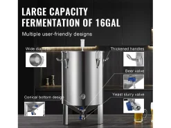 Tanque de Fermentação, SucceBuy Kit de Tanque de Fermentação Caseira de Aço Inoxidável de 60 L com Fermentador de Cerveja^ Best