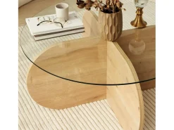 TavDalcibiad sala de estar, Mesa de café, Porta-revistas para sofá, Prateleira para sala, 75x75h35 cm, Carvalho*Dmora Discount