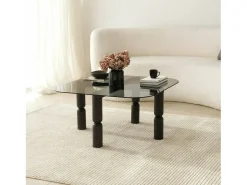TAvolino de sala de estar Dpervers, Mesa baixa de café, Suporte de revistas para sofá, Prateleira de sala de estar, 80x80h40 cm, Antracite e Fumé^Dmora Hot