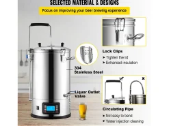 Tina de Mistura SucceBuy | Sistema de Mistura de Cerveja Todo-em-Um Pan com Bomba de Circulação 30 L^