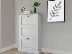 Loft24 Móvel De Arrumação|Sapateira*Toby | Sapateira com 3 abas em pinho cinzento Branco