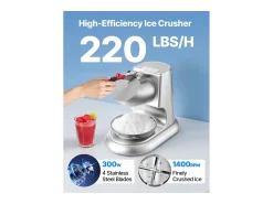 Clearance Triturador de Gelo SucceBuy Elétrico Capacidade de 100 kg/h, Máquina de Gelo Picado a 4 Lâminas, de Aço Inoxidável, com Tigela e Tampa, 2000 rpm Acessório Vinho E Bar