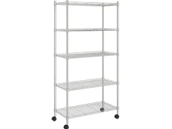 Prateleira*Unidade de 5 prateleiras com rodas 75x35x155 cm 250 Kg cromado PT760307 Prateado