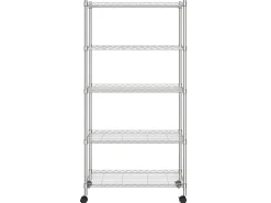 Prateleira*Unidade de 5 prateleiras com rodas 75x35x155 cm 250 Kg cromado PT760307 Prateado