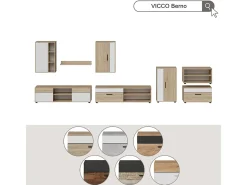Vicco Móvel De Tv*Unidade de parede carvalho /areia 139.8x35.4x38.9 berno Preto