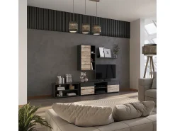 Vicco Móvel De Tv*Unidade de parede carvalho /areia 139.8x35.4x38.9 berno Preto