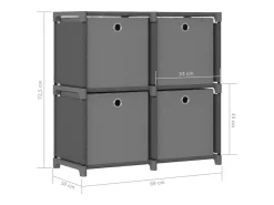 vidaxl Prateleira*Unidade prateleiras 4 cubos c/ caixas 69x30x72,5cm tecido cinza Cinzento