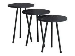 3 pcs Set side table | Tabela em design de óptica de mármore simples | Dimensões aprox. A. 42/47/52 x L. 34 x P. 34 cm | Mesa de estar - Mirola (Preto)*VCM
