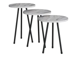 3 pcs Set side table | Tabela em design de óptica de mármore simples | Dimensões aprox. A. 42/47/52 x L. 34 x P. 34 cm | Mesa de estar - Mirola (Branco)^VCM Best