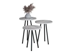 3 pcs Set side table | Tabela em design de óptica de mármore simples | Dimensões aprox. A. 42/47/52 x L. 34 x P. 34 cm | Mesa de estar - Mirola (Branco)^VCM Best