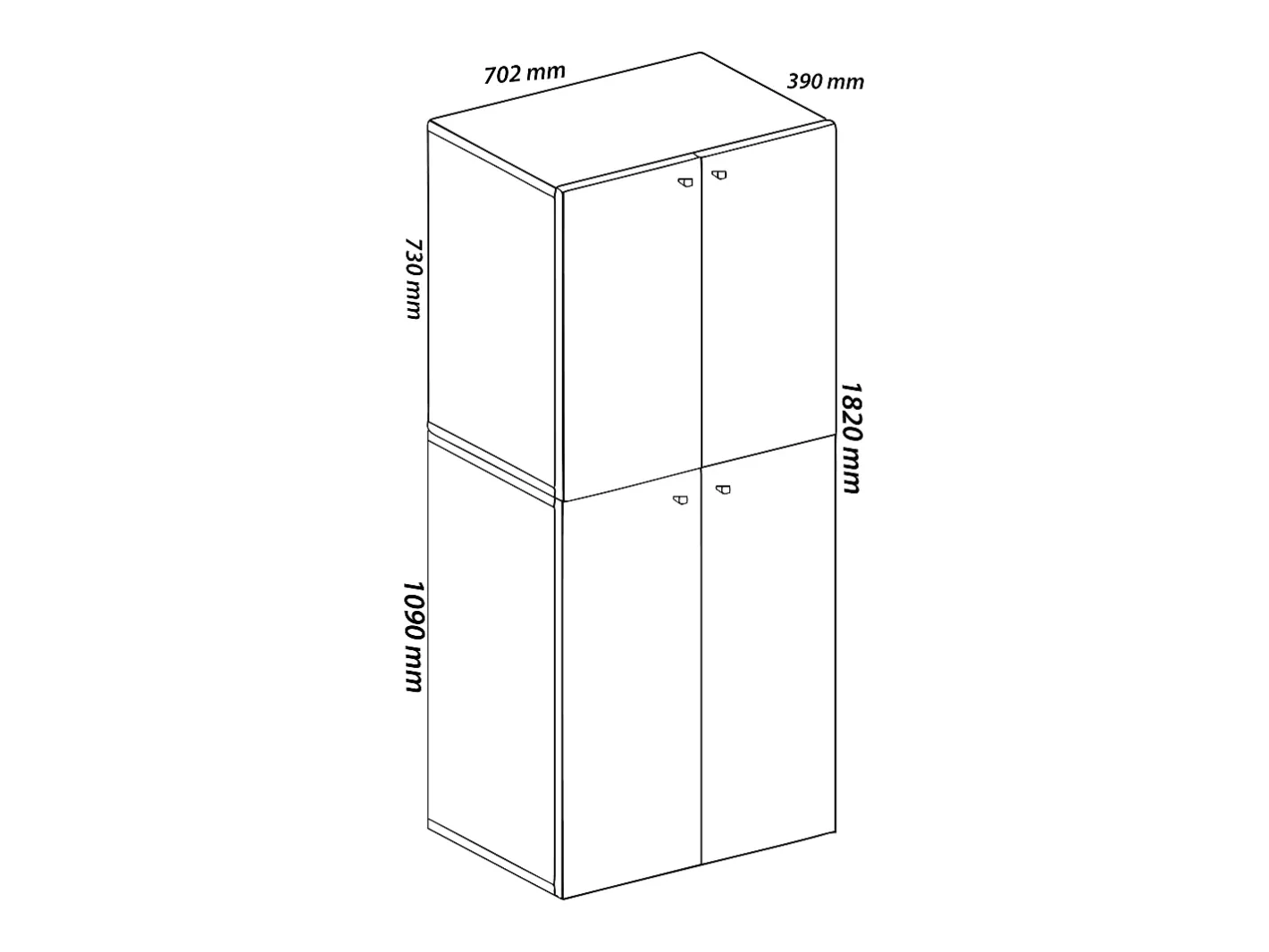 Armário de madeira | Armário com 5 compartimentos e portas giratórias | Dimensões aprox. L. 70 x A. 184 x P. 40 cm – Lona (Branco)*VCM Sale
