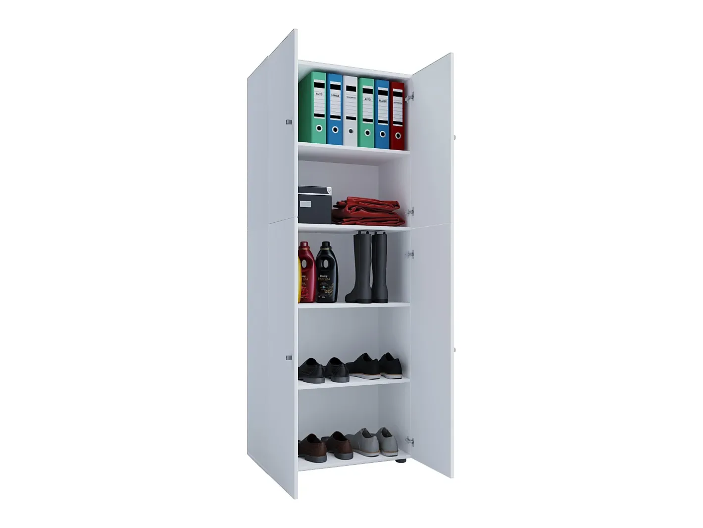 Armário de madeira | Armário com 5 compartimentos e portas giratórias | Dimensões aprox. L. 70 x A. 184 x P. 40 cm – Lona (Branco)*VCM Sale