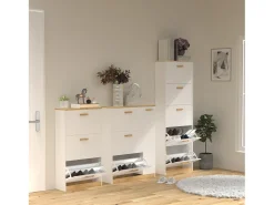 VCM Móvel De Arrumação|Sapateira*Madeira Prateleira Kipper Sapato Prateleira Sapato Sapato Tipper 5 Flaps Halom XL (Branco) Multicor