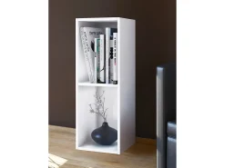 Wood CD DVD Shelf | Armazenamento | Dimensões A. 72 x L. 34 x P. 30 cm | Prateleira de Decoração | Estante - Mendas 2 Compartimentos (Branco)*VCM Clearance