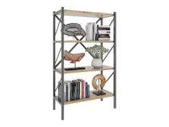 VCM Biblioteca*Wood Metal Storage Stand Shelf Bookshelf Decoração Livros Stand Shelf Insasi 4 (Honey Oak) Multicor