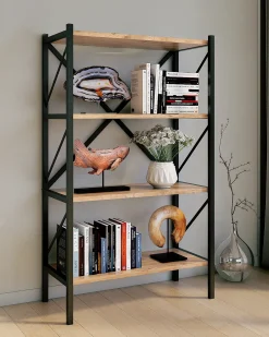 VCM Biblioteca*Wood Metal Storage Stand Shelf Bookshelf Decoração Livros Stand Shelf Insasi 4 (Honey Oak) Multicor