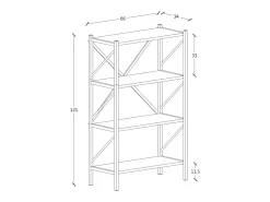 VCM Biblioteca*Wood Metal Storage Stand Shelf Bookshelf Decoração Livros Stand Shelf Insasi 4 (Honey Oak) Multicor