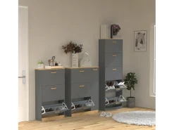 Wood Shelf Kipper Sapato Sapato Sapato Sapato Tipper 3 Flaps 1 Turning Door Halom L (Anthracite) Móvel De Arrumação|Sapateira