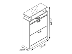 Wood Shoe Cabinet | Dimensões: A. 91 x L. 59 x P. 22 cm | 2 flaps | gaveta estreita | prateleira prática - Sipos M (Sonoma oak (Sägerau))^VCM