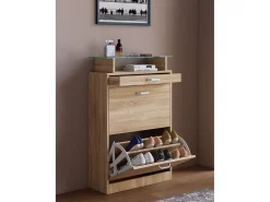 Wood Shoe Cabinet | Dimensões: A. 91 x L. 59 x P. 22 cm | 2 flaps | gaveta estreita | prateleira prática - Sipos M (Sonoma oak (Sägerau))^VCM
