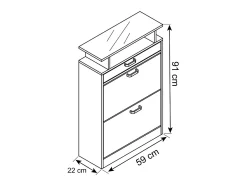 Wood Shoe Cabinet | Dimensões: A. 91 x L. 59 x P. 22 cm | 2 flaps | gaveta estreita | prateleira prática - Sipos M (Sonoma oak (Sägerau))^VCM