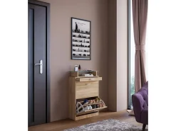 Wood Shoe Cabinet | Dimensões: A. 91 x L. 59 x P. 22 cm | 2 flaps | gaveta estreita | prateleira prática - Sipos M (Sonoma oak (Sägerau))^VCM