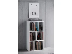 Wooden Record Shelf | Divisor de Sala | Dimensões A. 120 x L. 60 x P. 40 cm | Prateleira de Mídia - Schalino (Branco)^VCM Sale