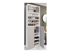 XL Madeira Grande Sapato Gabinete Prateleira Grandes Botas BoardFurniture Lona 10 Compartimentos (Branco / Cinza)^VCM Hot