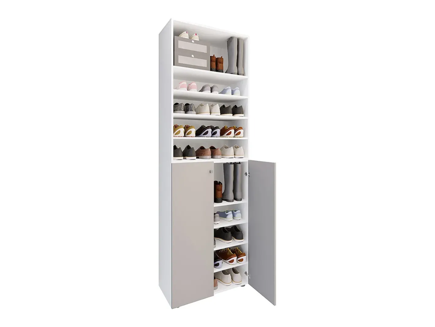 XL Madeira Grande Sapato Gabinete Prateleira Grandes Botas BoardFurniture Lona 10 Compartimentos (Branco / Cinza)^VCM Hot