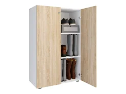XL Madeira Grande Sapato Gabinete Prateleira Grandes Botas Móveis de Piso Lona 3 Compartimentos (Branco / Sonoma Carvalho) Móvel De Arrumação|Sapateira