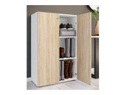 XL Madeira Grande Sapato Gabinete Prateleira Grandes Botas Móveis de Piso Lona 3 Compartimentos (Branco / Sonoma Carvalho) Móvel De Arrumação|Sapateira