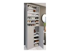 XL Madeira Grande Sapato Gabinete Prateleira Grandes Botas BoardFurniture Lona 10 Compartimentos (Cinza)^VCM Sale