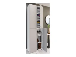 VCM Móvel De Arrumação|Sapateira*XL Madeira Grande Sapato Gabinete Prateleira Botas Grandes BoardFurniture Lona 6 Compartments Turning Doors (Branco / Cinza) Multicor