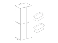 XL Madeira Grande Sapato Gabinete Prateleira Grande Boots Boardcase Mobiliário Lona 10 Compartimentos Turning Doors (Branco / Sonoma Oak)^VCM Best