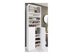 XL Madeira Grande Sapato Gabinete Prateleira Grandes Botas Móveis de Piso Lona 10 Compartimentos (Branco)^VCM Hot