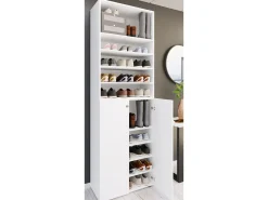 XL Madeira Grande Sapato Gabinete Prateleira Grandes Botas Móveis de Piso Lona 10 Compartimentos (Branco)^VCM Hot
