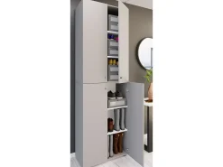XL Madeira Grande Sapato Gabinete Prateleira Grandes Botas Mobiliário de Piso Lona 6 Compartimentos Turning Doors (Cinza)*VCM Discount