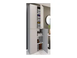XL Madeira Grande Sapato Gabinete Prateleira Grandes Botas Mobiliário de Piso Lona 6 Compartimentos Turning Doors (Cinza)*VCM Discount