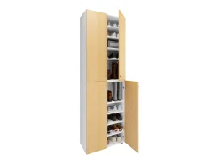 VCM Móvel De Arrumação|Sapateira*XL Madeira Grande Sapato Gabinete Prateleira Grande Botas Boardcase Mobiliário Lona 10 Compartimentos Turning Doors (Branco / Faia) Multicor