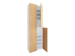 VCM Móvel De Arrumação|Sapateira*XL Madeira Grande Sapato Gabinete Prateleira Grande Botas Boardcase Mobiliário Lona 10 Compartimentos Turning Doors (Branco / Faia) Multicor