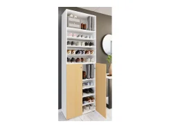 XL Madeira Grande Sapato Gabinete Prateleira Botas Grandes BoardFurniture Lona 10 compartimentos (Branco / Faia)^VCM Online